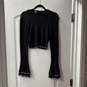 Black Ruffle Sleeve Women's Top